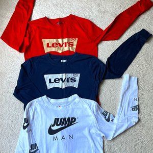 Bundle of 3 Long Sleeve Shirts. Boys 12 years. Levi's and Nike